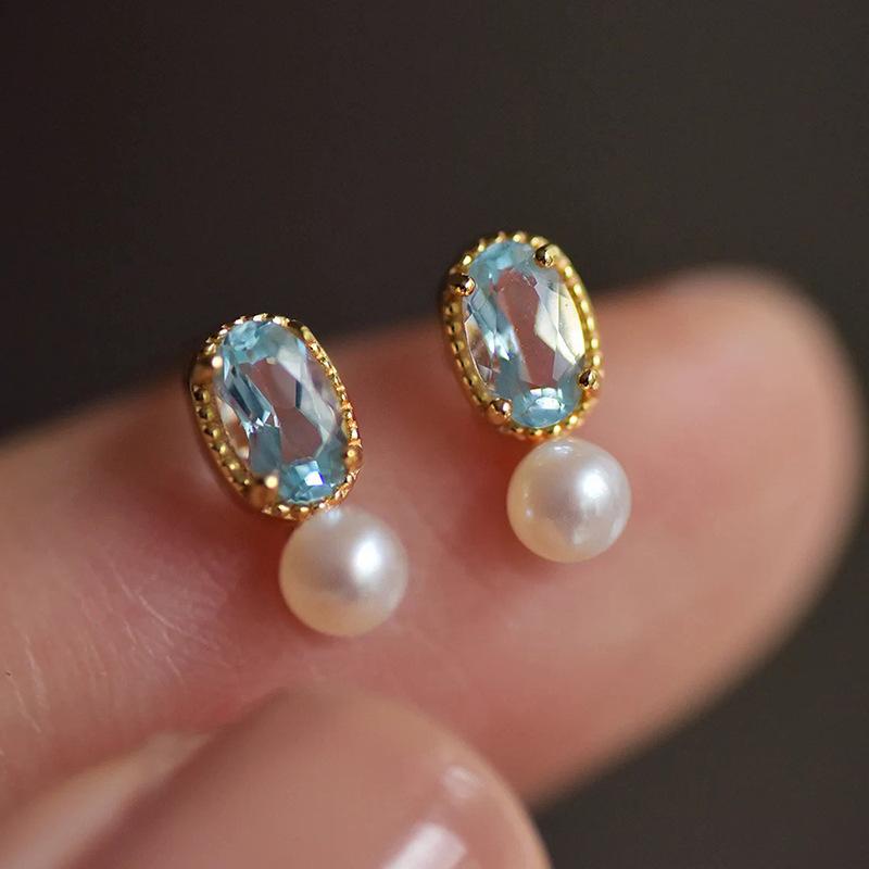 

1 Pair of Stylish Earrings, Imitation Pearls and Synthetic Zircon, Exquisite and Elegant, Suitable for Daily Jewelry Wear золотой