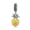 WOSTU 925 Sterling Silver Yellow Crystal Charms Pineapple Pendant Retro Bead Fit Original Bracelet Necklace Women Jewelry Making