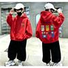Retro game console and letter-patterned children's hooded sweatshirt for boys and girls - daily sports pullover hoodie for kids