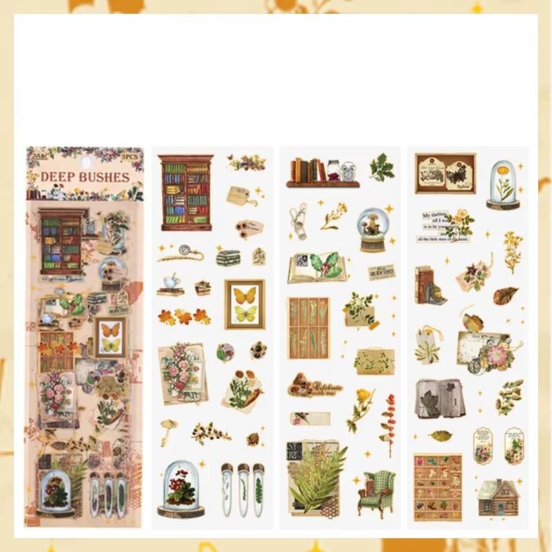 3ks/sada Laserové transparentní vodotěsné retro PET samolepky na ruční účet materiál samolepky studentské papírnictví scrapbooking