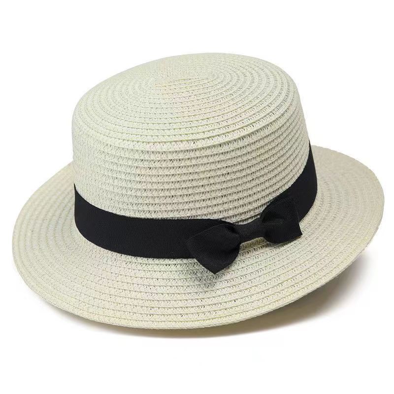 Internet Celebrity Flat Top Hat Women's Summer French Retro Fashion Trend Sun Hat Outdoor Vacation Elegant Sun Hat