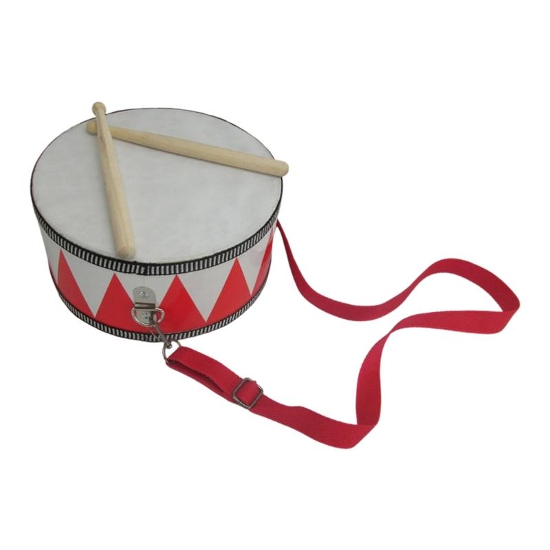 Children's Drum Toy with Wood Frame, Polyester Drumhead, Two Drumsticks, and Strap for Home Play and School Shows