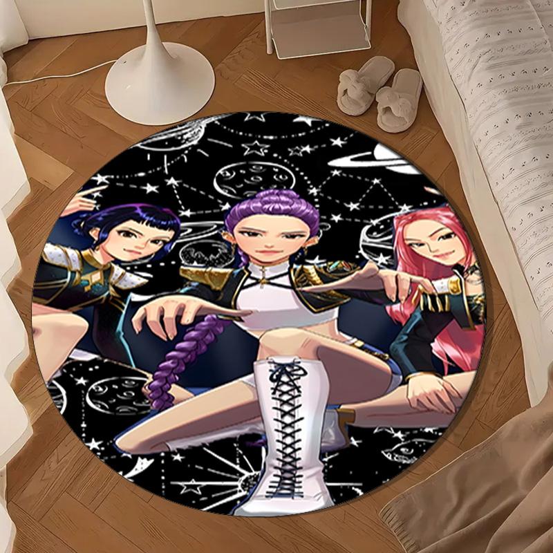 Kpop Cartoon Round Rug for Livingroom,Bedroom, Palyroom, Chair Rug, Area Rug, Circle Carpet, Large Size Fan Christmas Gift