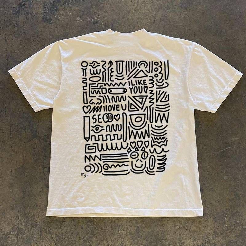 

Make Money for Charity 260G Heavy Weight Pure Cotton! Oversize Graffiti on the Back White 3XL [260g Heavy weight pure cotton]]