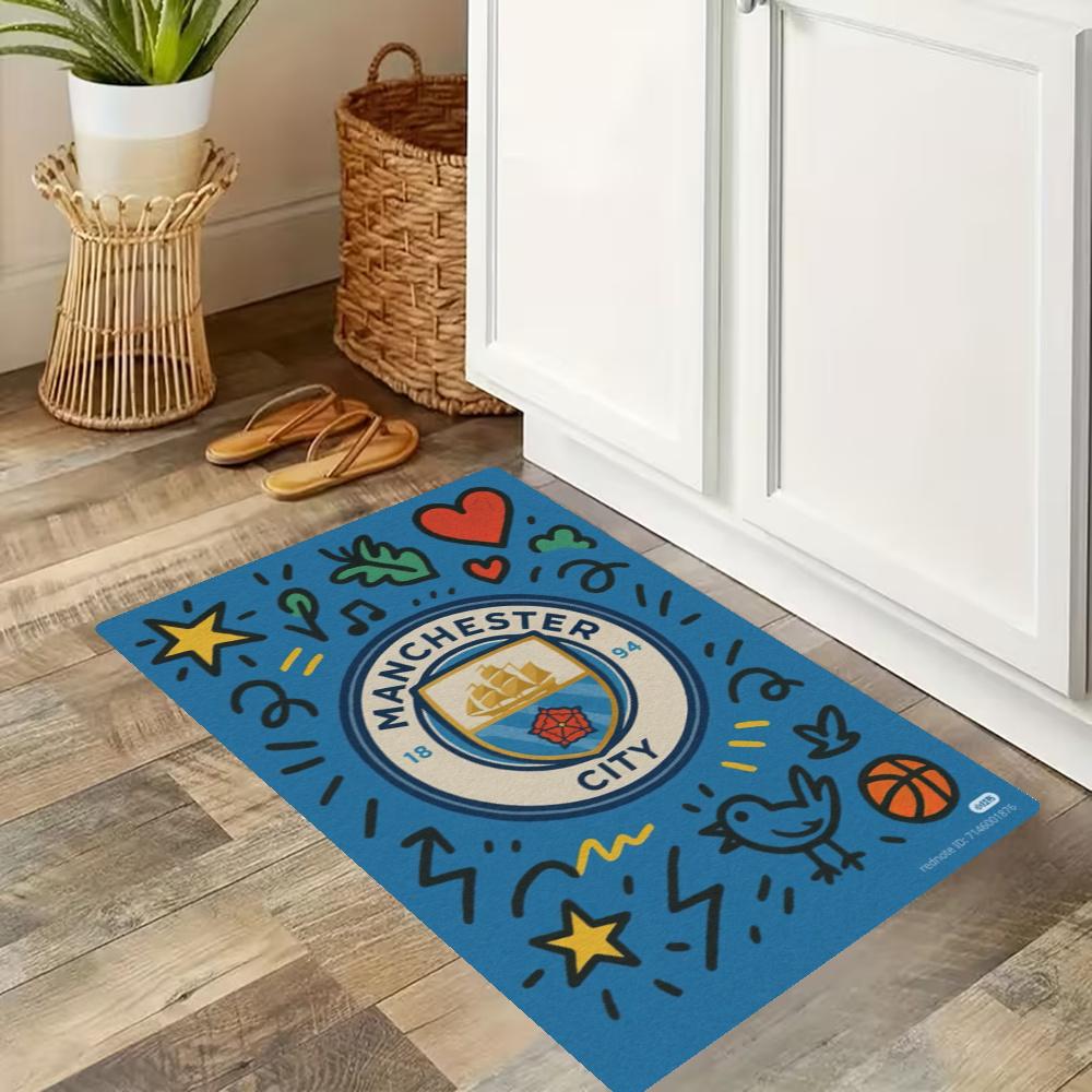 Manchester City Kitchen Floor Mat Long Strip Mat Antislip Machine Washable Suitable For Bathrooms Laundries Home Decoration Carpets