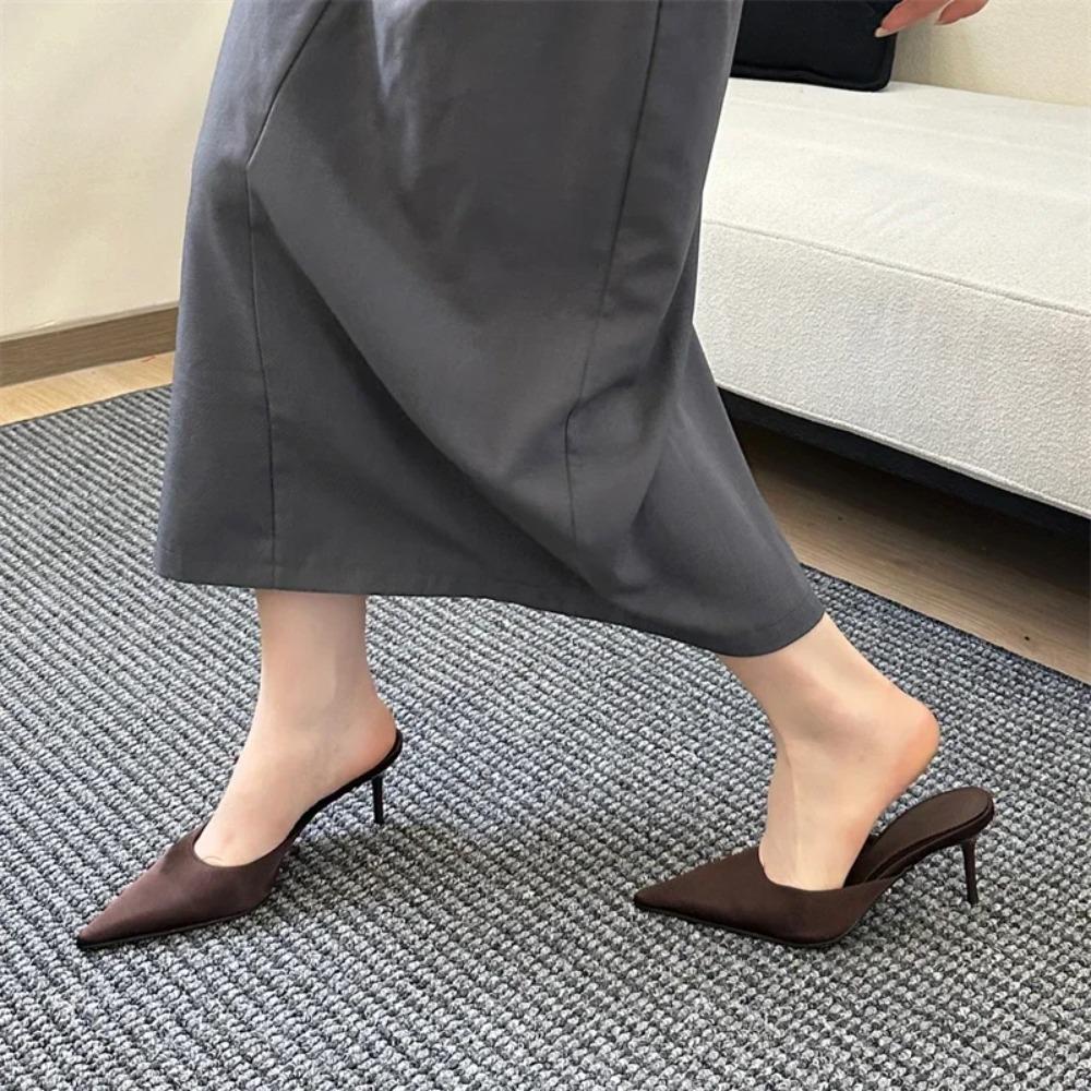 Eilyken Pointed Toe Women Slippers Thin Low Heels Casual Pumps Summer Slide Mules Shoes Size:35 42