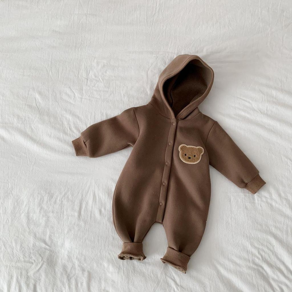2023 Thickened Fleece Baby Onesie - Autumn/Winter Little Bear Romper for Boys & Girls