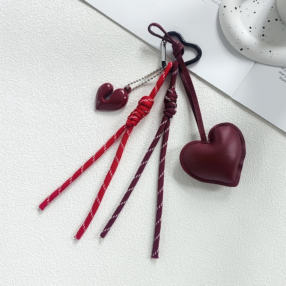 Yogodlns Mini Backpack Hanging Faux Leather Heart Shape Handbag Pendant Bag Pendant Bags Accessories