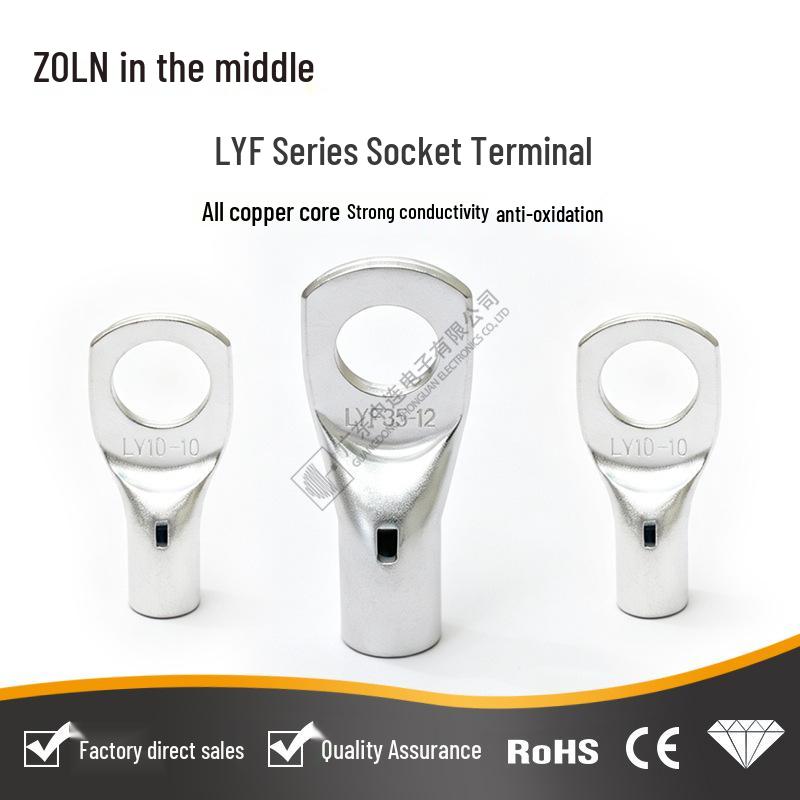 LYF Copper Terminal Lug 10-95 Sq Mm Wire Nose Tin-plated Peek-hole Crimping Head