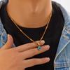 Stainless Steel Turkey Blue Evil Eye Necklace for Women Boho Ethnic Geometric Round Eyes Charm Clavicle Choker Party Jewelry