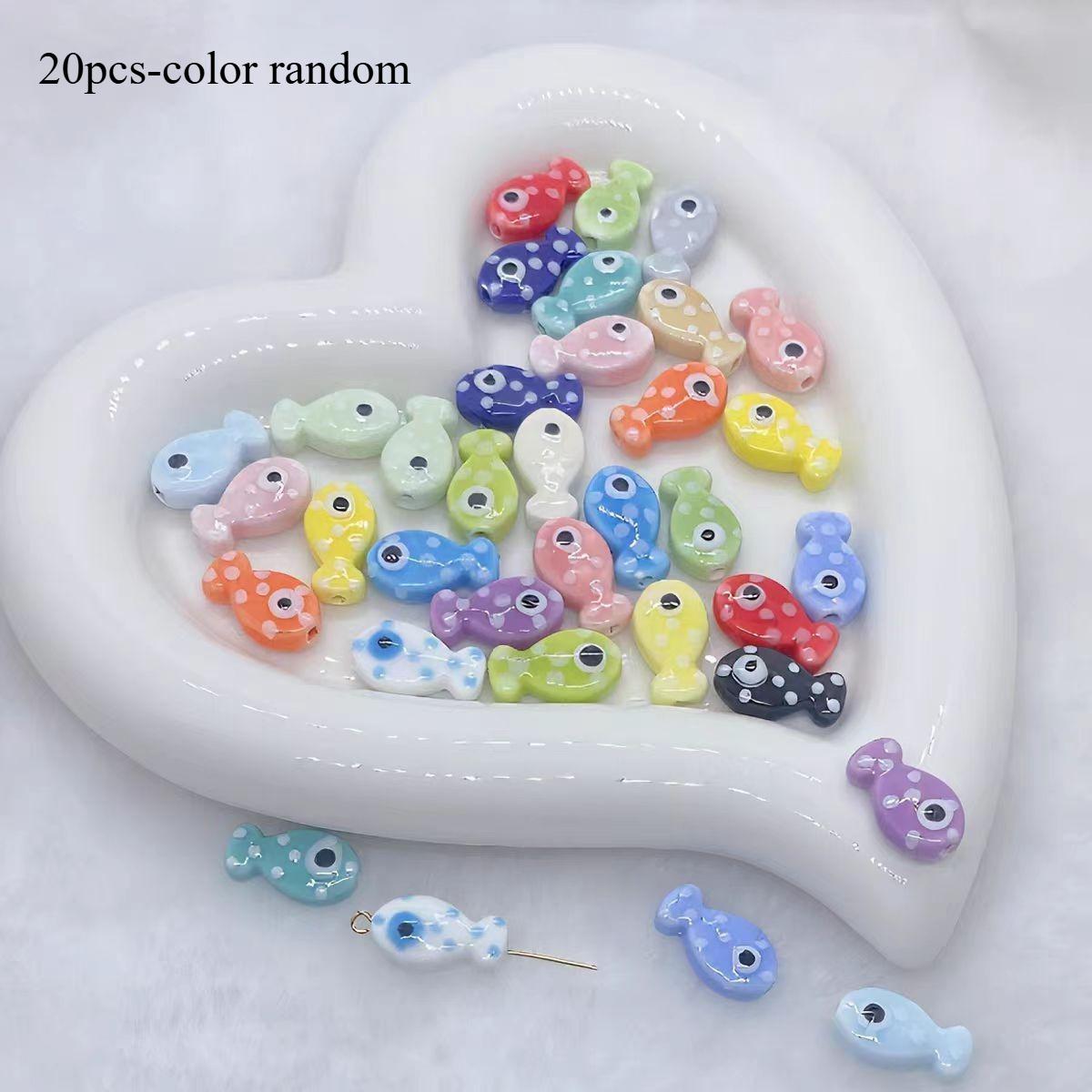 

[Бусины-рыбки в горошек] Керамические бусины-рыбки в горошек - Ассорти цветов, Материалы для изготовления украшений для DIY поделок и аксессуаров.