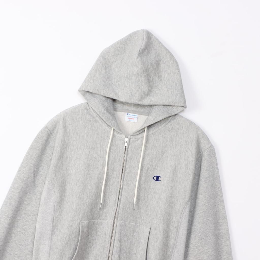 Champion Long Sleeve Cotton 10oz Reverse Zip Hooded Sweatshirt with Oxford Size L Women's 100% Weave® One-Point Logo, Gray, (CW-Y111)