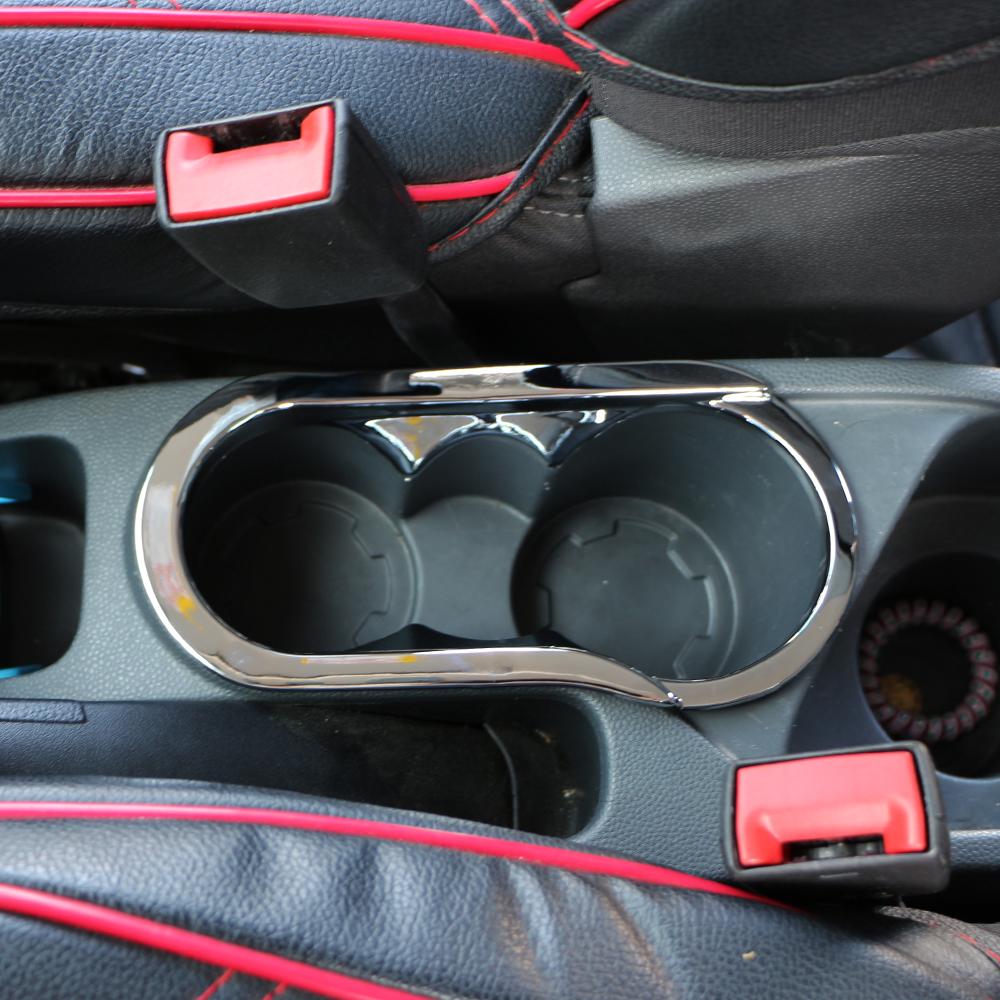 Chrome Car Inner Central Armrest Water Cup Frame Sticker Modified Cover for Ford Ecosport 2013 2014 2015 2016 LHD Accessories