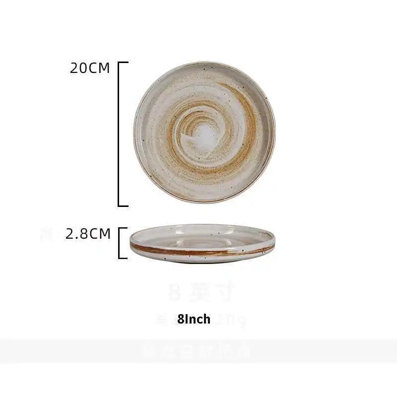 Japanese Ceramic Dinner Plate Steak Food Tray Tableware Straight Edge Flat Plate Salad Pasta Dish Dinnerware