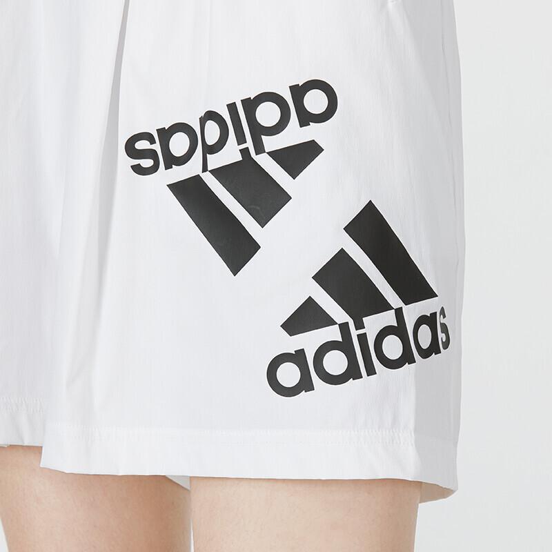 Adidas Logo Print Straight Leg Sports Shorts Women Bottoms White HE9950