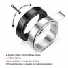 Simple Stainless Steel Spinning Rotating Mood Ring for Men Women Black White Anxiety Fidget Spinner Rings Anti Stress Jewelry