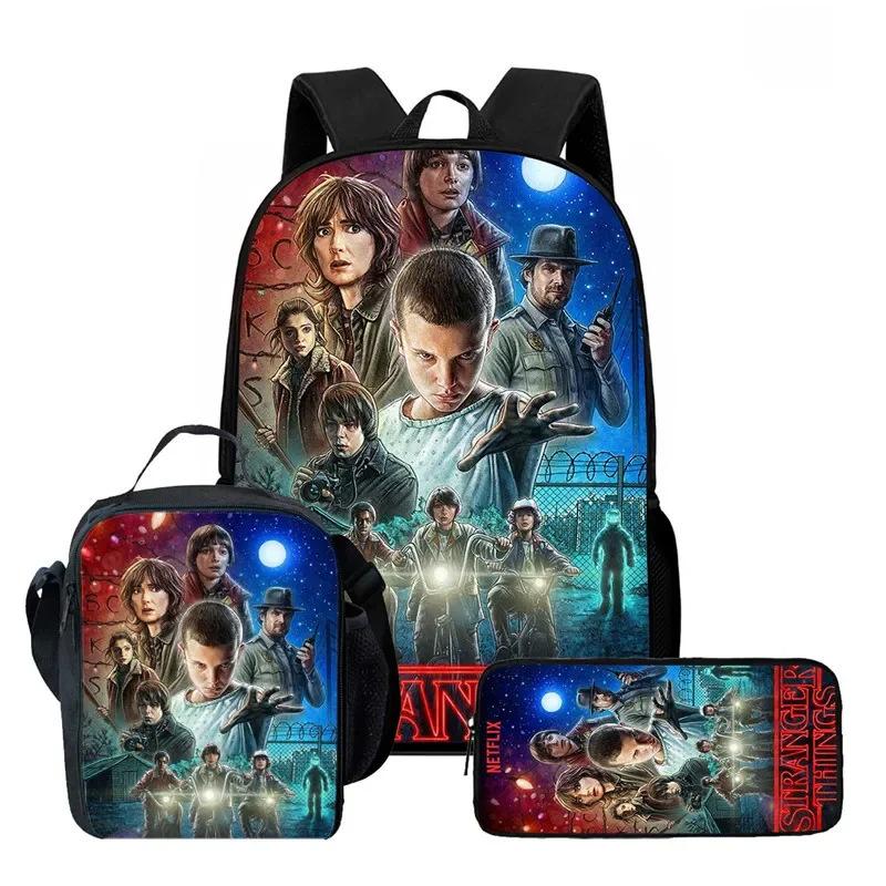 Strangertings Stranger Things Student School Bag Children'S Backpack Satchel Pencil Case