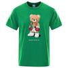 Strong Boxer Teddy Bear Never Give Up Print Funny T-Shirt Men Cotton Casual Short Sleeves Loose Oversize S-XXXL Tee Clothing