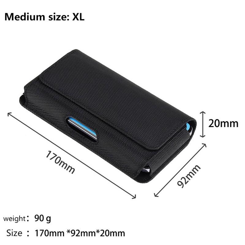 5.2-7.0inch Nylon Mobile Phone Pouch Belt Waist Bag Clip Holster Case for iPhone