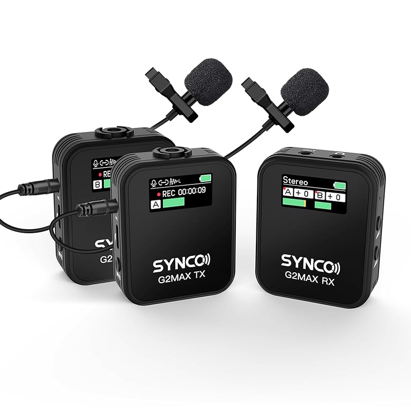 

wireless microphone, SYNCO G2(A2) MAX noise cancellation Approximately 24 hours of recording possible volume control YouTube video shooting/live
