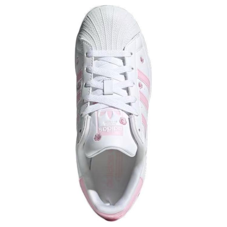adidas Superstar J Sneakers Ricamo Floreale Rosa per Bambini Bianco Bianco Nuvola Rosa Trasparente IG7015