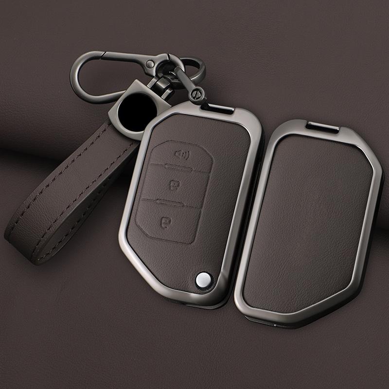 Zinc Alloy Leather Car Key Case For Jeep Wrangler Jl Jlu Rubicon Gladiator Jt Sahara Jlrubicon Car Key Case