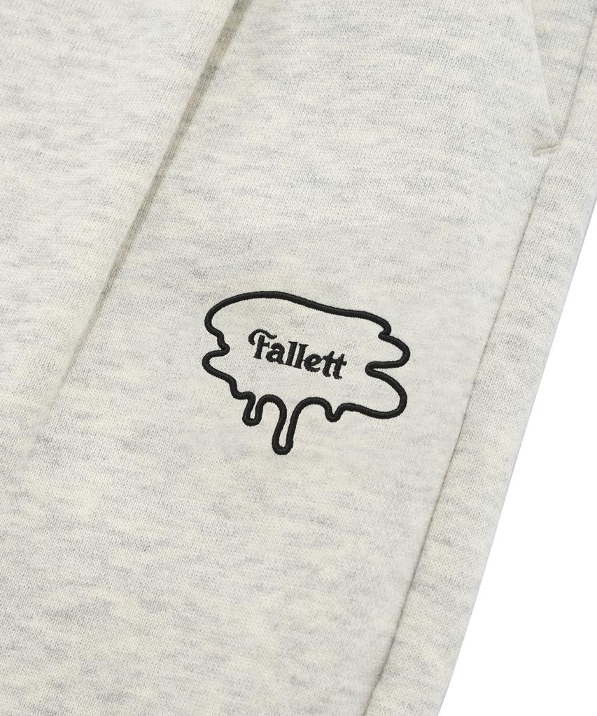 FALLETT Brush Logo One-Pleat Wide Sweatpants Oatmeal