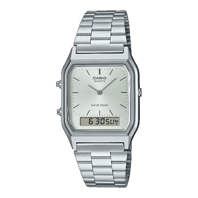 Casio Men s Stainless Steel Water Resistant Digital Alarm Quartz Watch AQ-230A-7AMQY белый