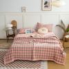 Simple Lines Summer Quilt Japanese Style Cotton Air Conditioning Quilt Luxury Soft Breathable Thin Blanket for Adults Kids