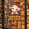 Holiday Glass Ornaments 2027 Year of The Sheep Wreath Window Cling, Christmas Cute Static Sticker, Festive New Decals Zodiac Decal, Reusable PVC Cling