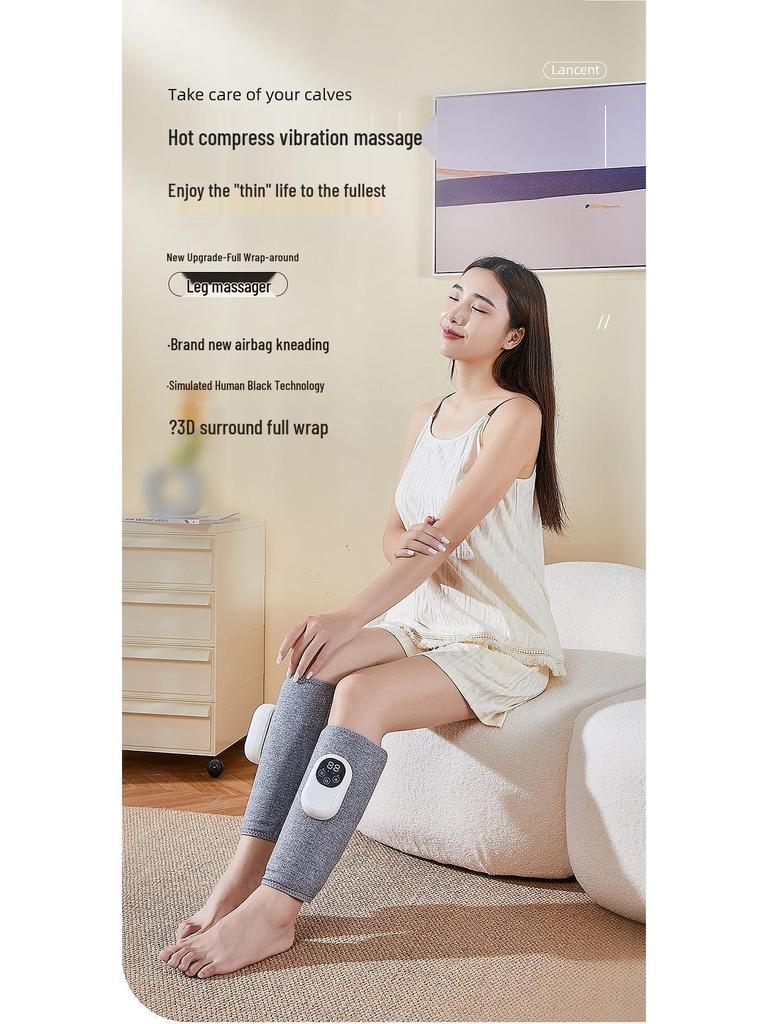 Cross-Border Electric Leg & Calf Massager with Heated Air Pressure Kneading Pads
