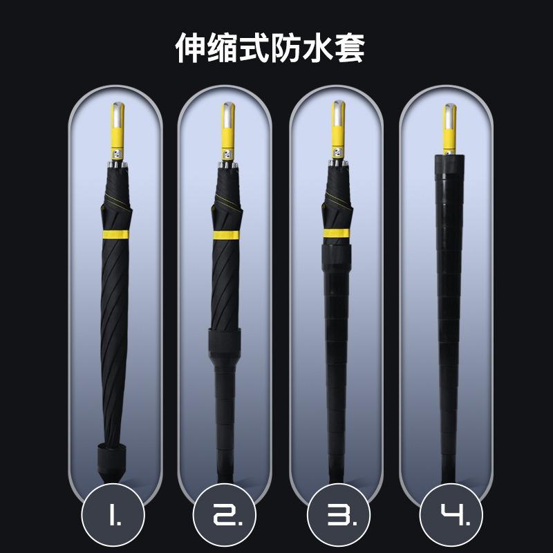 Waterproof sleeve straight rod 8K automatic umbrella straight rod double layer umbrella plain long handle umbrella printed LOGO