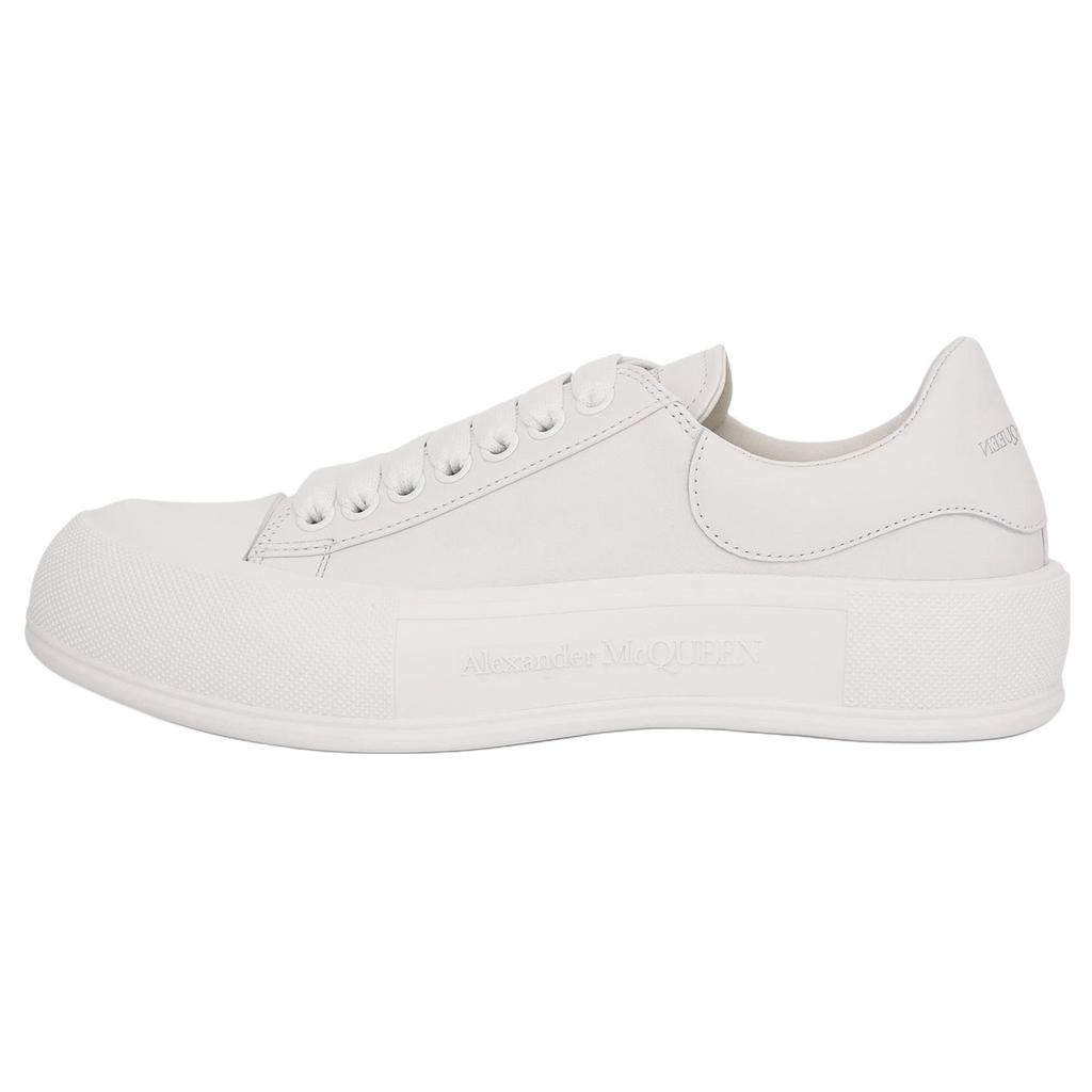 Alexander Mcqueen Deck Leather Comfortable Low Top Stylish Skateboarding Shoes Men's White 705201WIAB69065