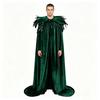 Men's Halloween Feather Cape Costume Dark Forest Cloak for Costume Party and Events