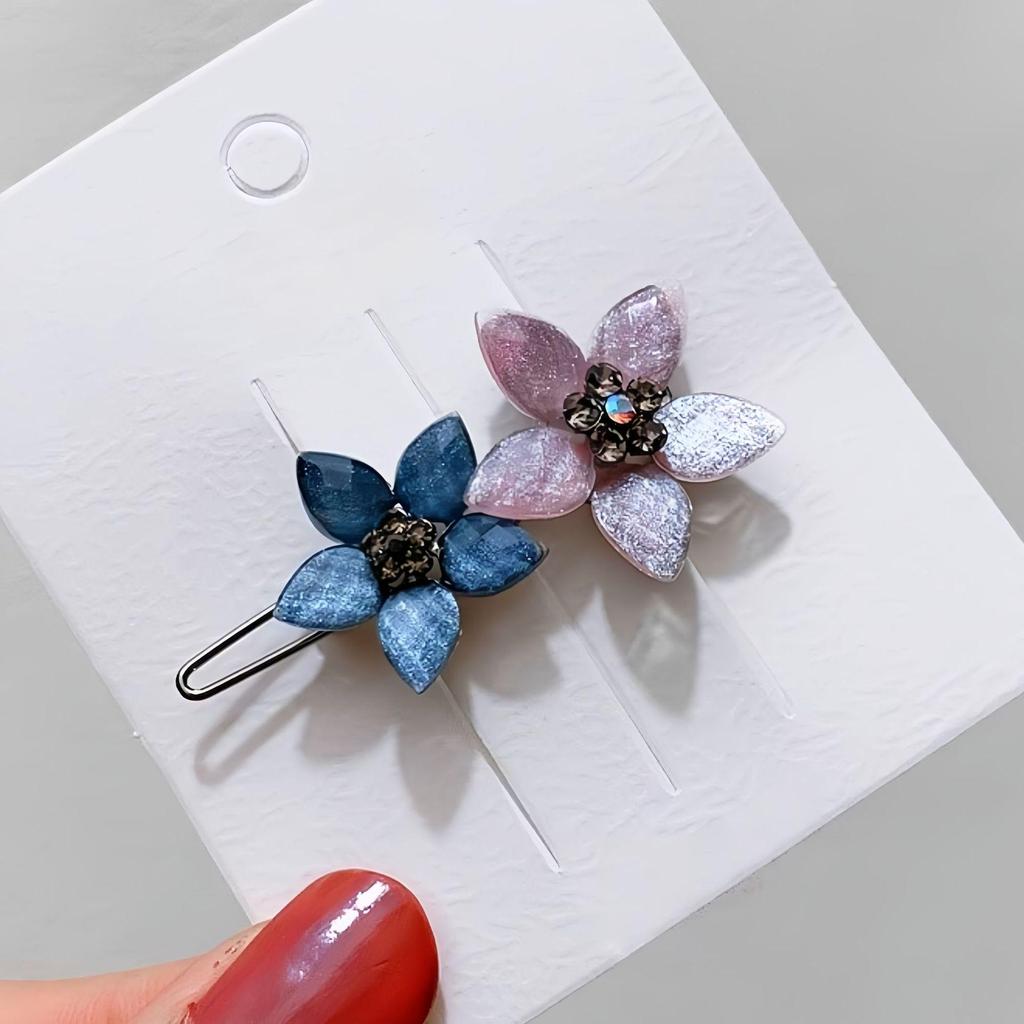 Simple Leaf Five-Petal Flower Hair Clip - Stylish European & American Barrette Frog Buckle