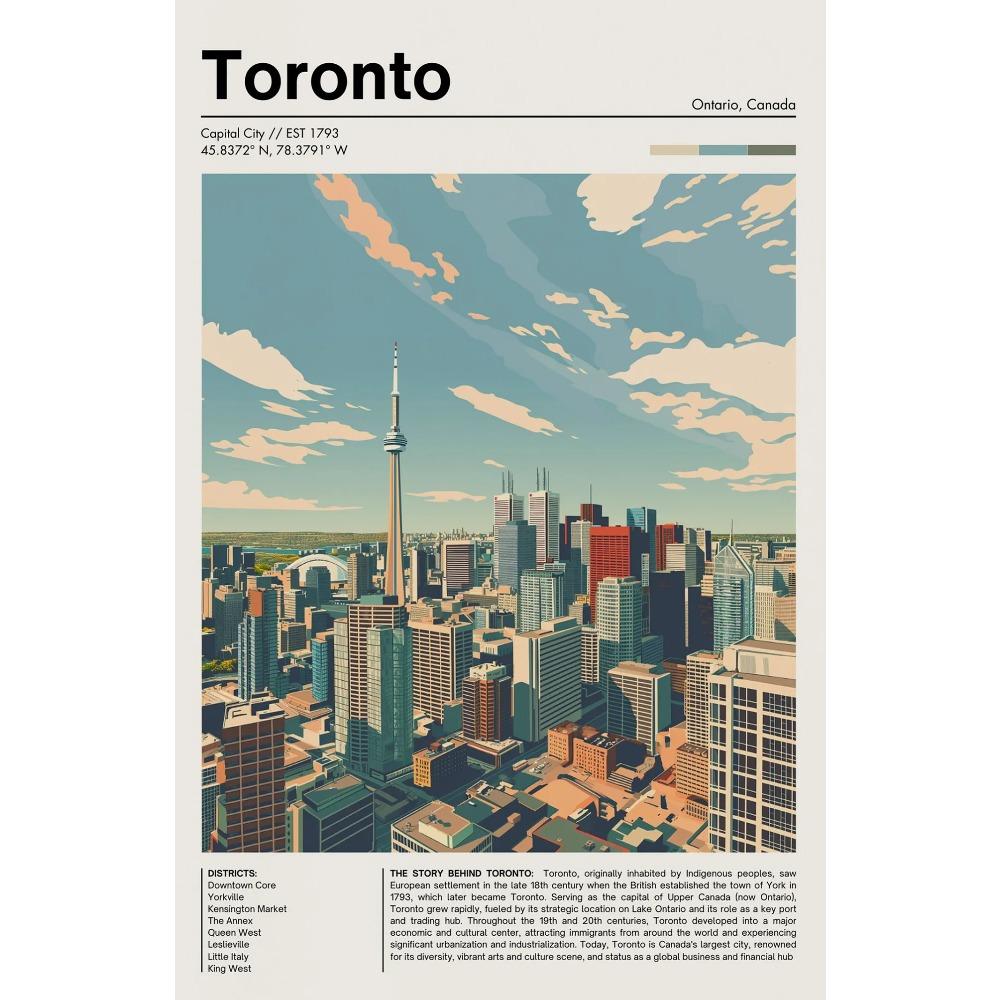 Kanada Reise Chic Stadtlandschaft Poster Vintage St. Johns Toronto Drucke Leinwandgemälde Wandkunst Bilder Heim Wohnzimmer Dekor