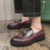 Height Increasing Men's Leather Shoes Tassel Classic Style Nightclub Party Handsome Hairstylist Loafer Leisure Busine Black