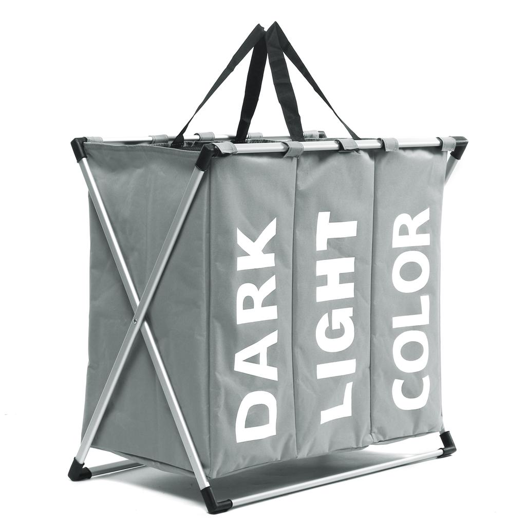 Foldable Dirty Laundry Basket Organizer Three Grid Home Laundry Hamper Sorter