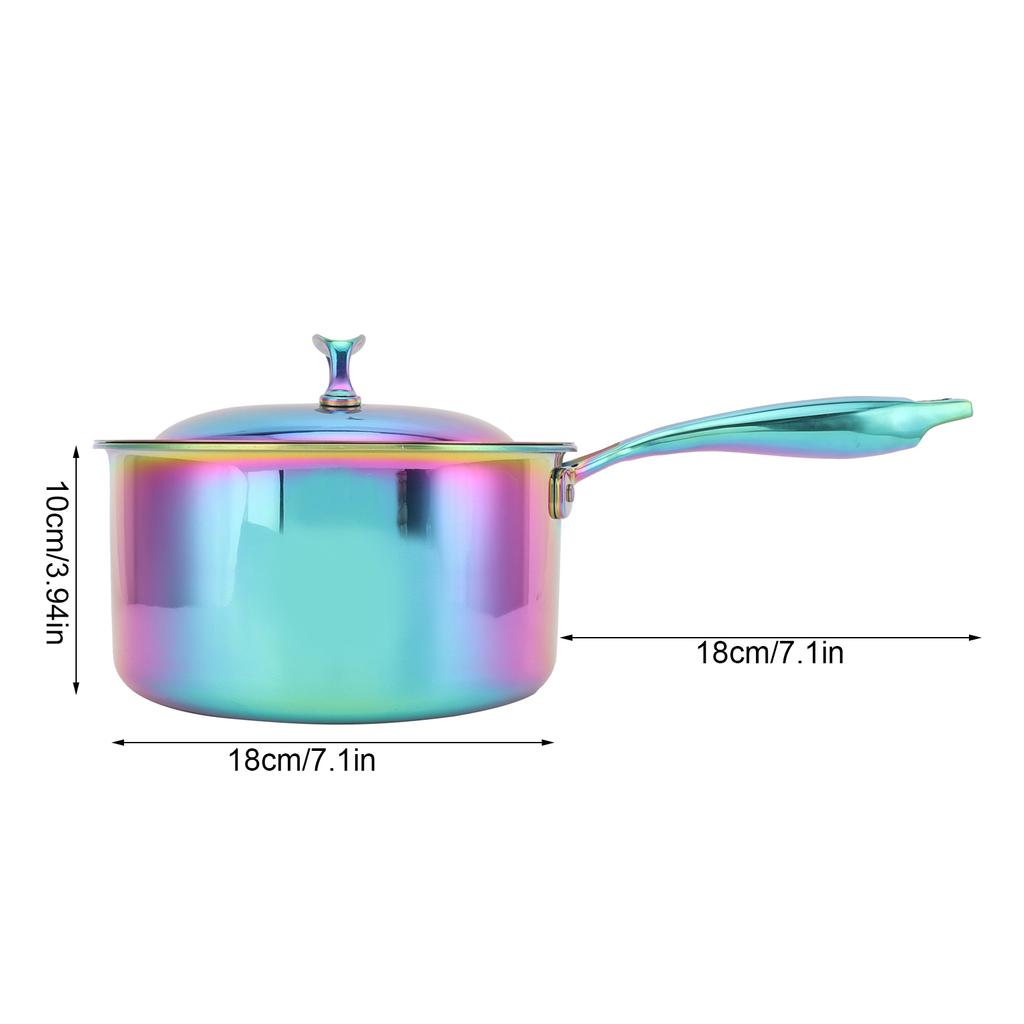 Stainless Steel Thickened Milk Pot with Lid Compound 3‑Layer Bottom Complementary Food Pot