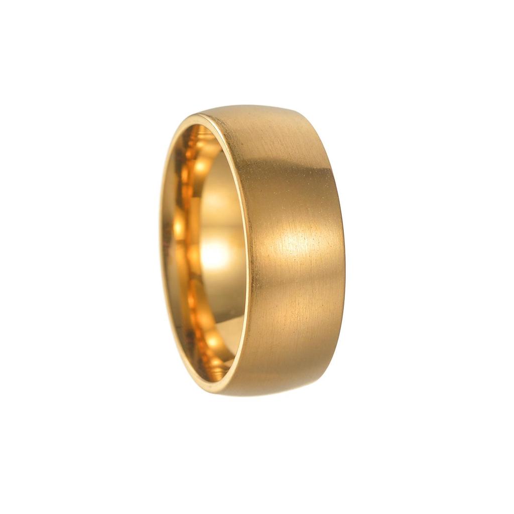Trendy 8MM Men's Brushed Stainless Steel Ring - Round Arc, Colorfast, Standard US Size