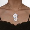 Fashionable and Minimalist Metal Pleated Flower Pendant Necklace, One-piece Flower Long Collarbone Chain Necklace