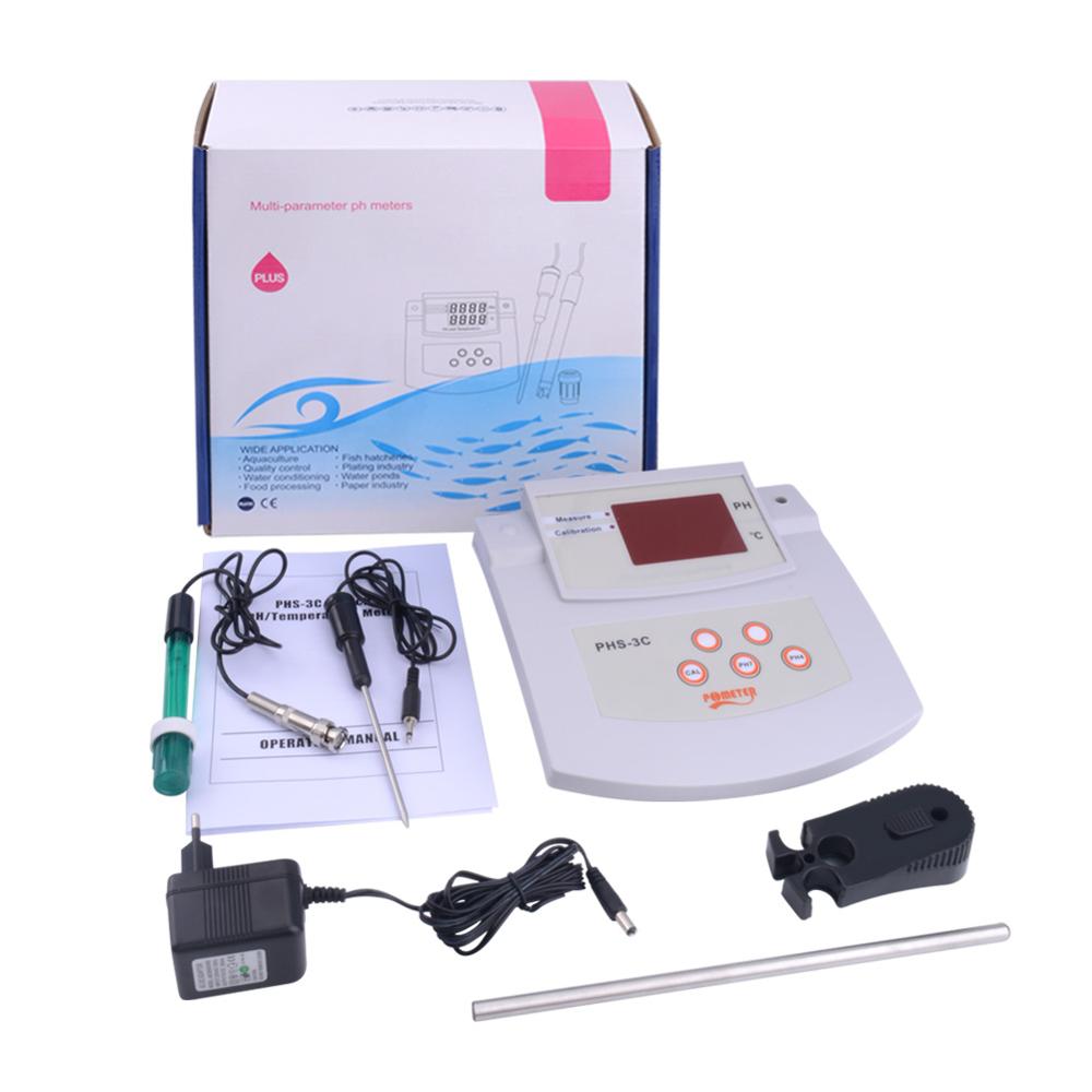 Tester PH/Temp 2 w 1 Analizator Jakości Wody Stacjonarny Automatyczna Kalibracja Miernik Kwasowości do Laboratorium Akwarium Basenu Wtyczka UE