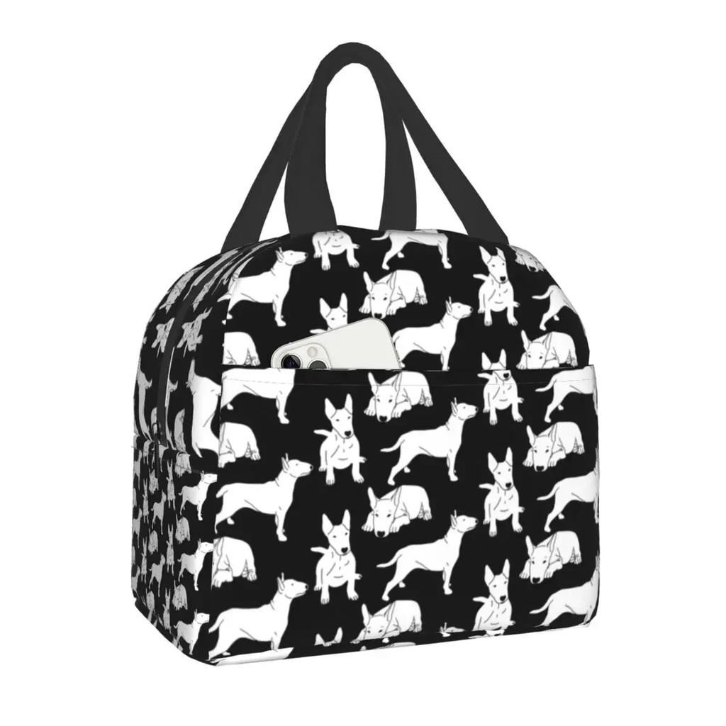 Bull Terrier With Flowers Lunch Box for Women Kids Multifunction Pet Dog Cooler Thermal Food Insulated Lunch Bag Office Work