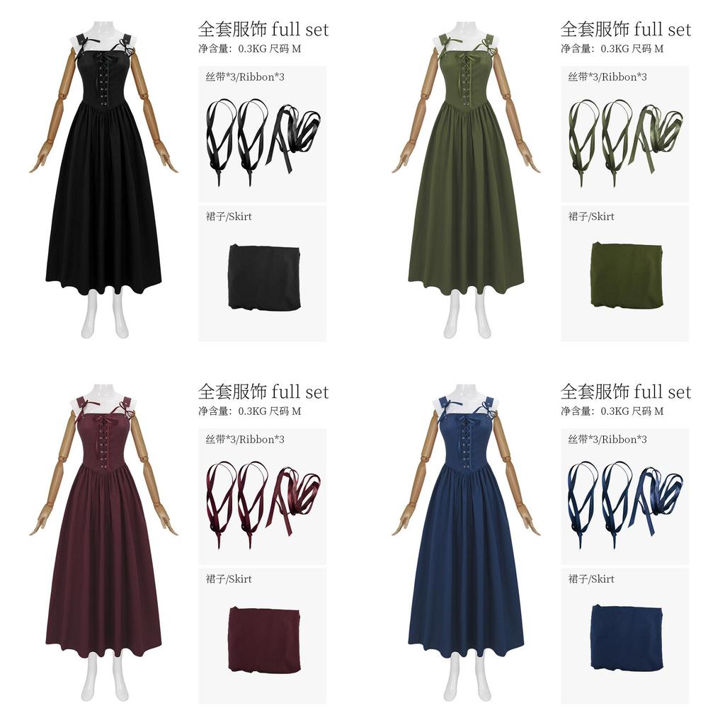 Renaissance Woman Dress With Spandex Fabric For Fantasy Role Play Cosplay