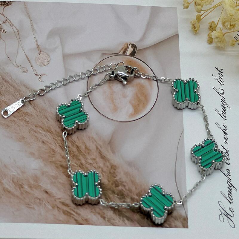 15mm High Version Of Five Flowers Lucky Four-Leaf Clover Bracelet 18k No Colour Loss Double-Sided Shell Bracelet
