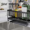 Rustproof Kitchen Storage Sink Caddy Organizer with Drain Tray, Durable Carbon Steel Sponge Holder, Detachable Dish Brush Rack Space Saving