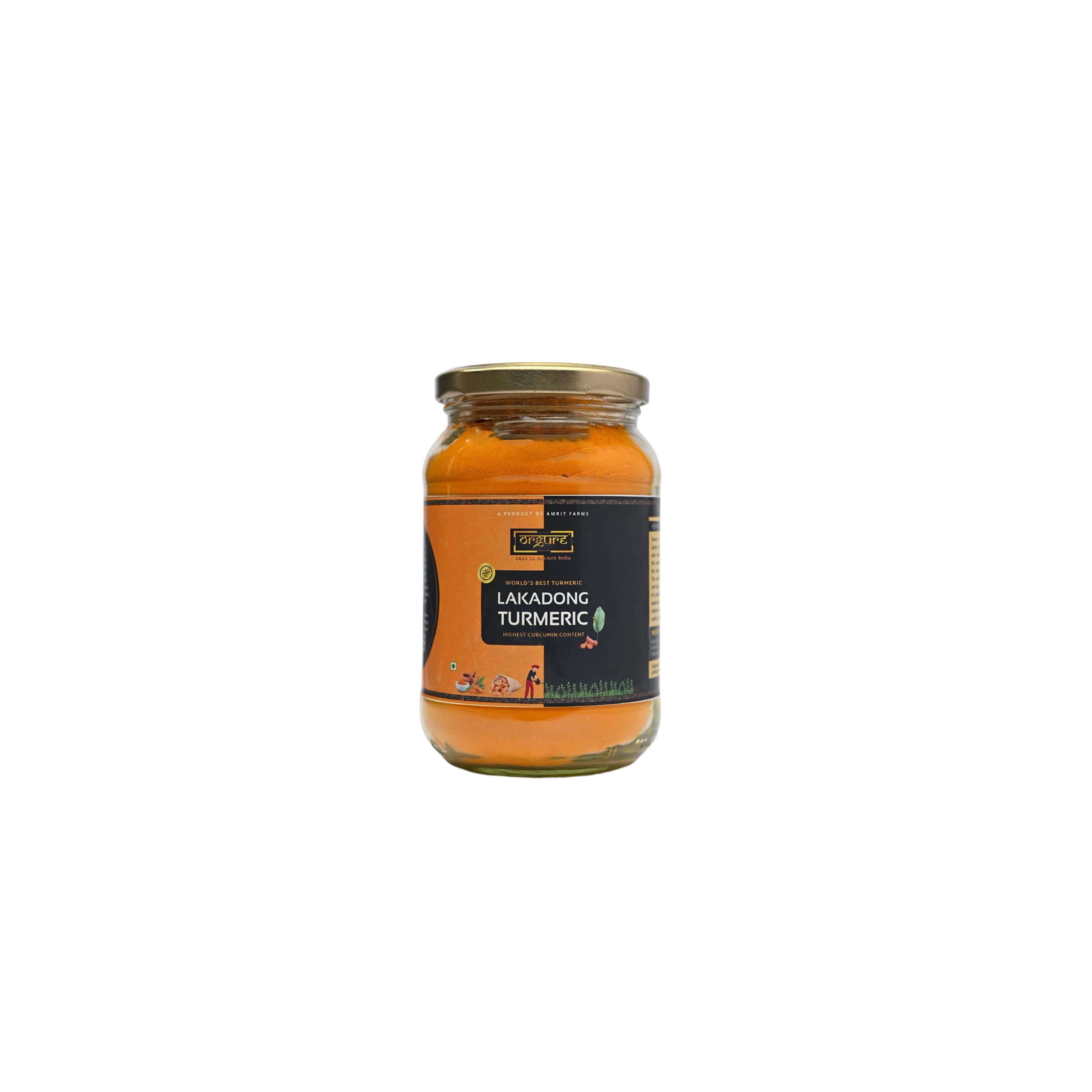

Orgure Lakadong Turmeric Powder | Certified High Curcumin | Hand-Harvested & Sun-Dried | Naturally Grown in Meghalaya | Pure & Authentic | Glass