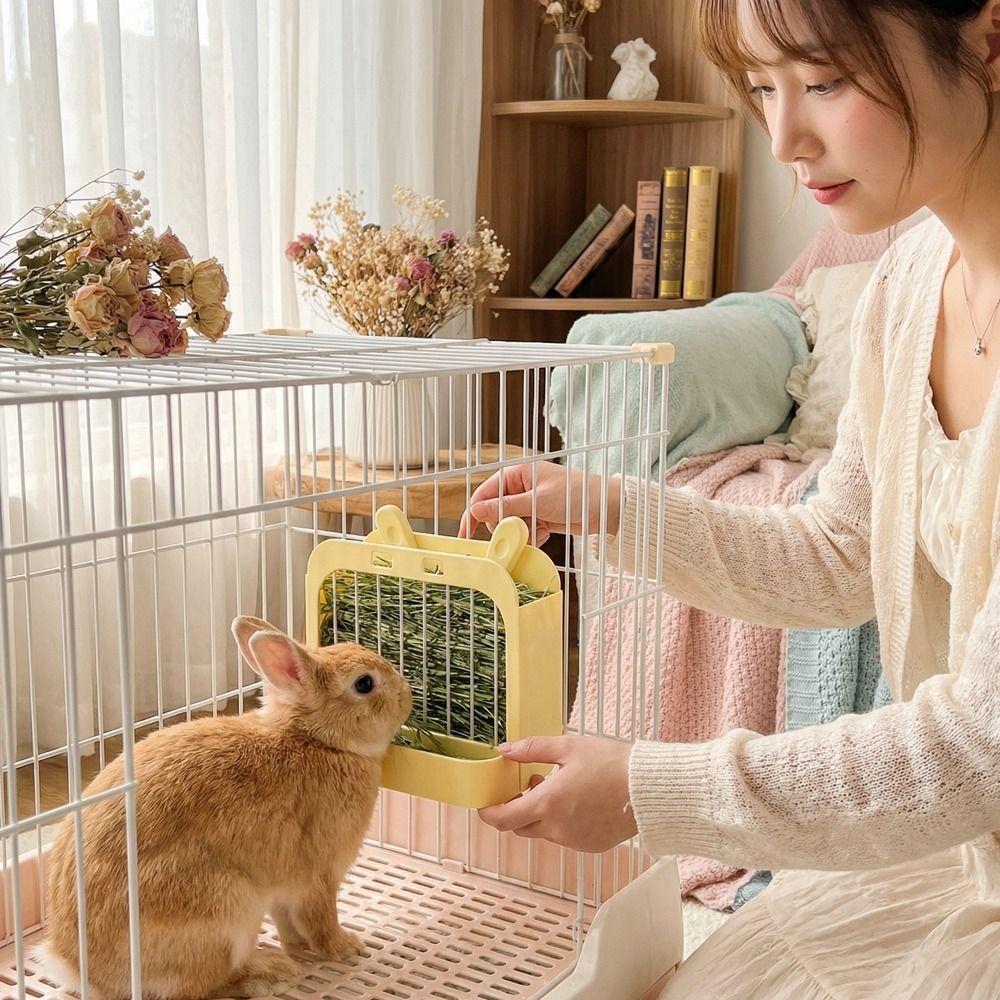 Wall Hanging Rabbit Hay Rack Chew Proof Pet Food Dispenser Practical Grass Rack  Indoor Rabbit Cage