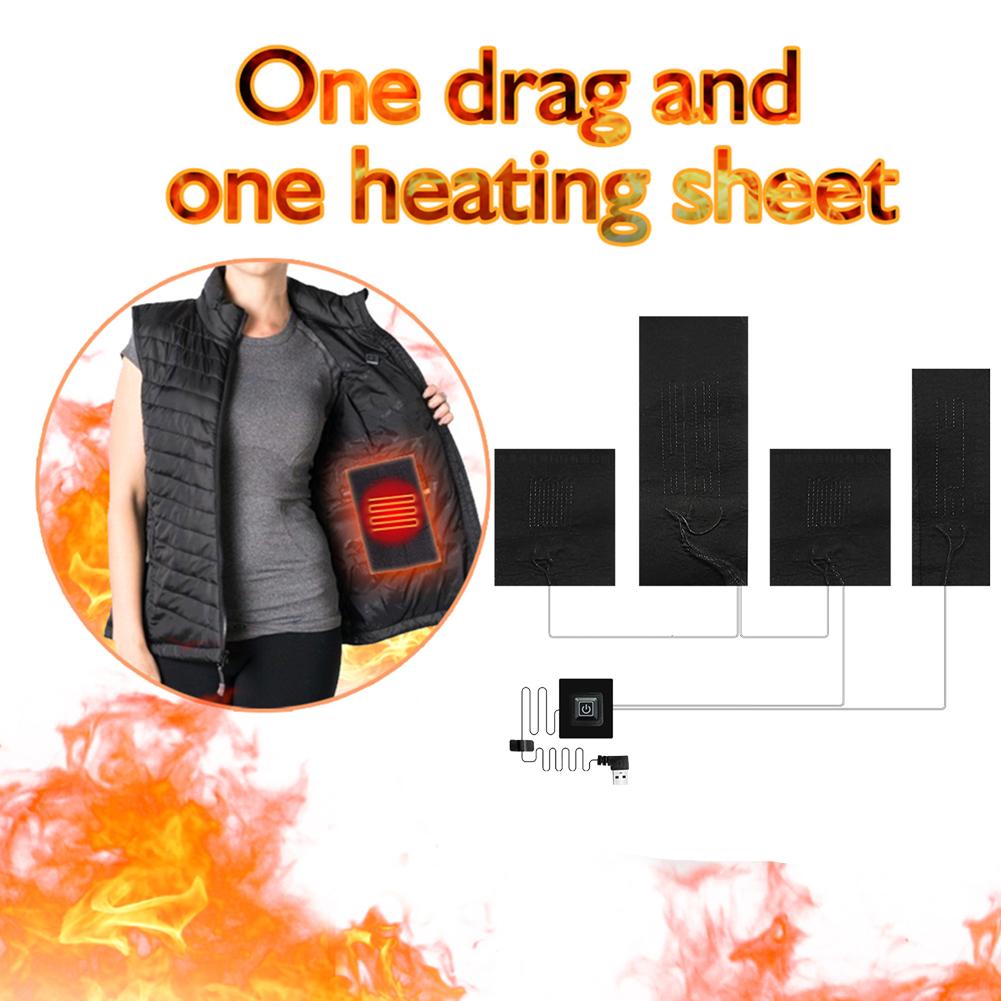 Electric Heating Pads 5/4/2/1 Zones Cloth Jacket Heater Pads 3 Gear Adjustable DIY Heat Clothing Thermal Pads for Camping Hiking