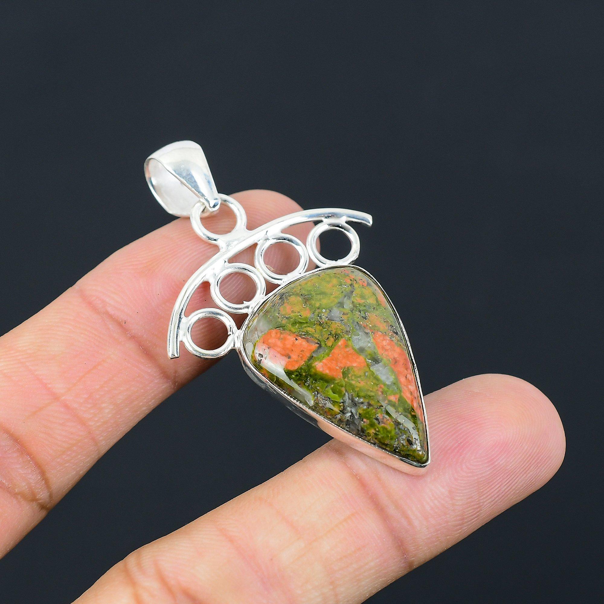 Sisters Day Deal 925 Silver Pear Natural Unakite Anniversary New Pendant Jewelry